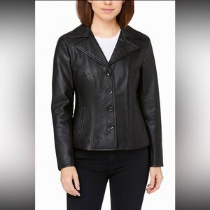 Wilson’s Leather Women’s Y2K Jacket Black Classic Buttons Pockets Lined Size L